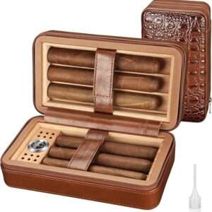 Leather-style travel humidor case (holds approx. 6 cigars)